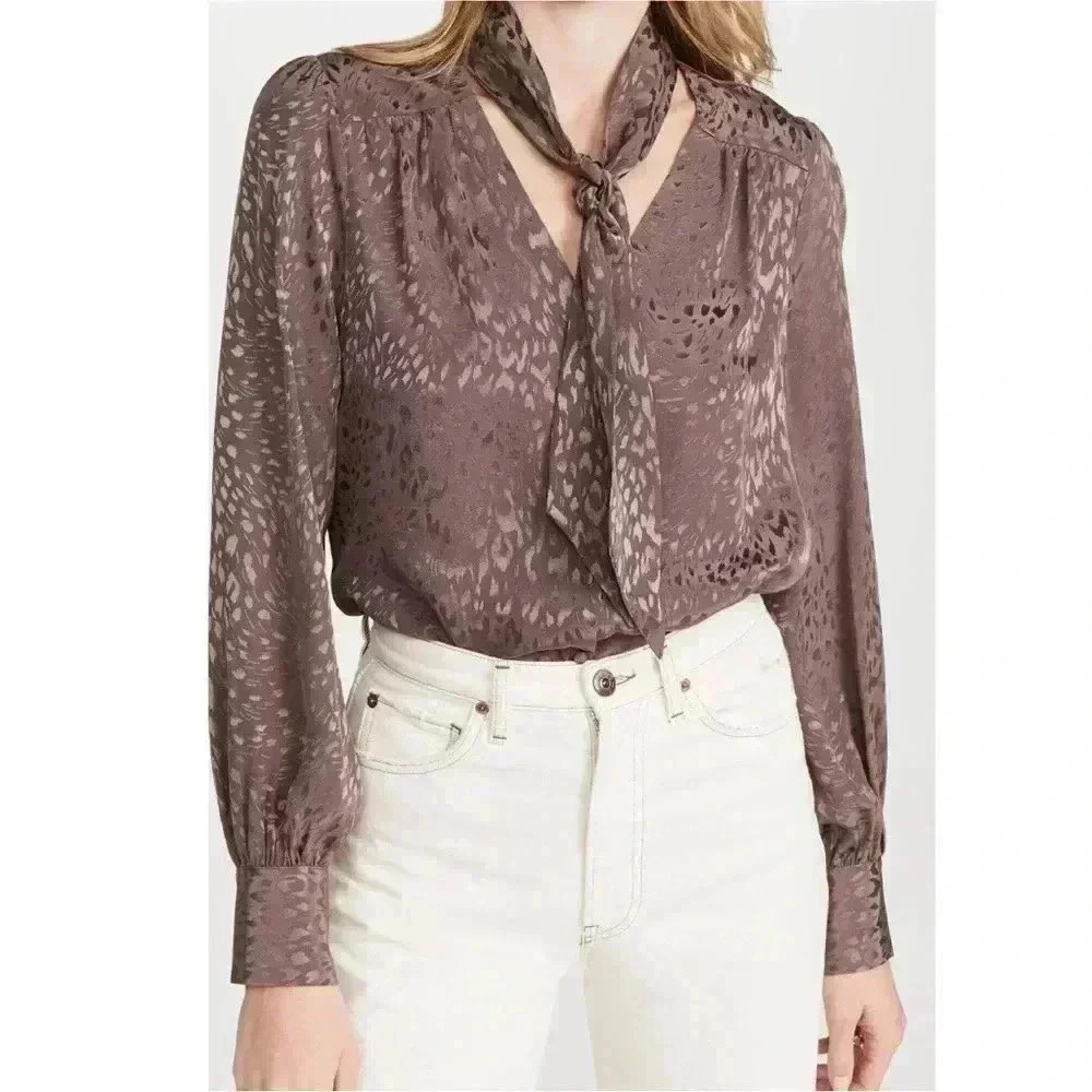 New Paige Cleobelle Blouse Truffle Blouse Top XS $335